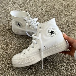 Alll white platform converse